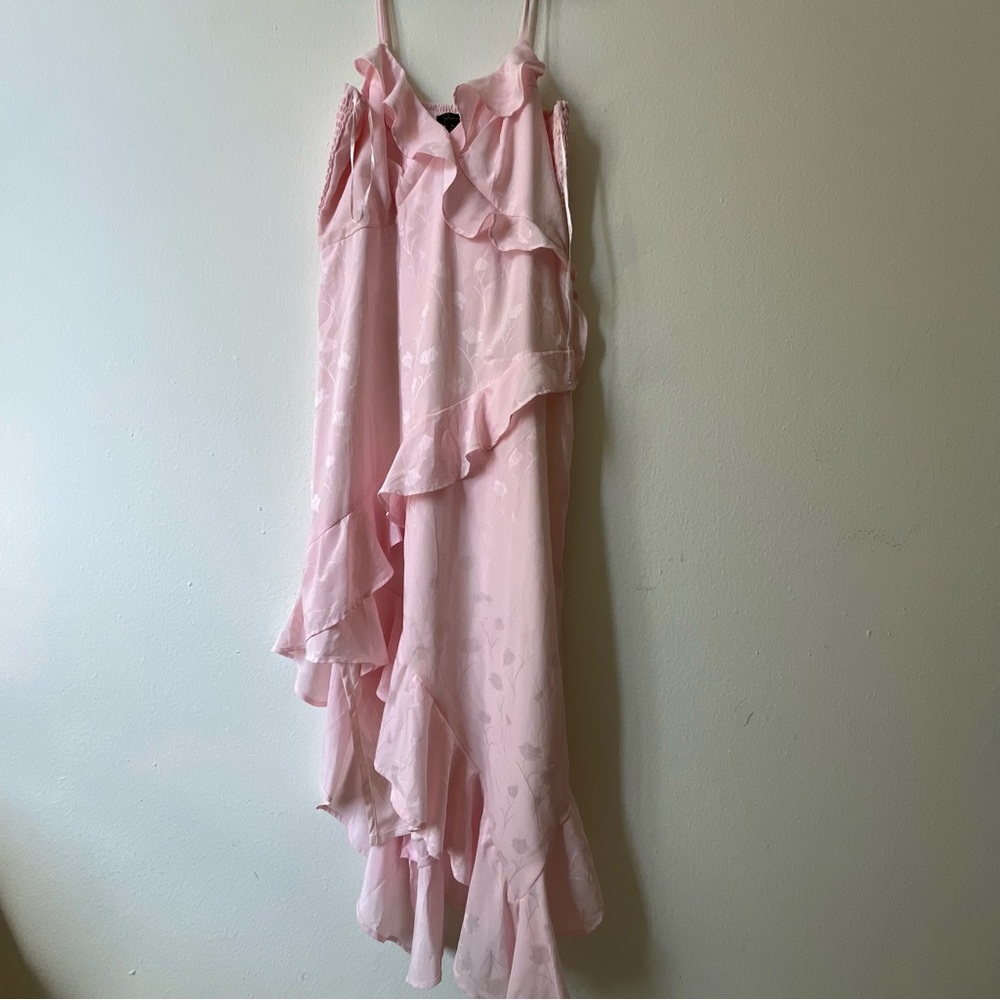Elegant Pink Ruffled Women's Dress